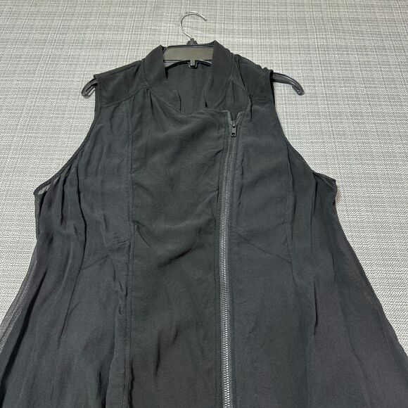 Eileen Fisher Vest Medium Sleeveless Shark Bite Hem‎ Zip Up Whimsy Flowy Top - Picture 3 of 10